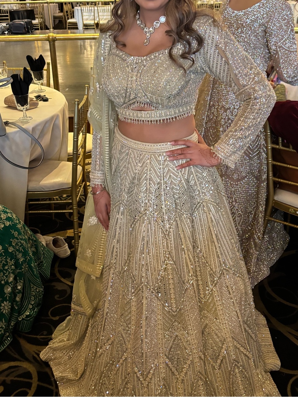 Embellished Ivory Bridal Lehenga Set - Two-Piece Designer Inspired